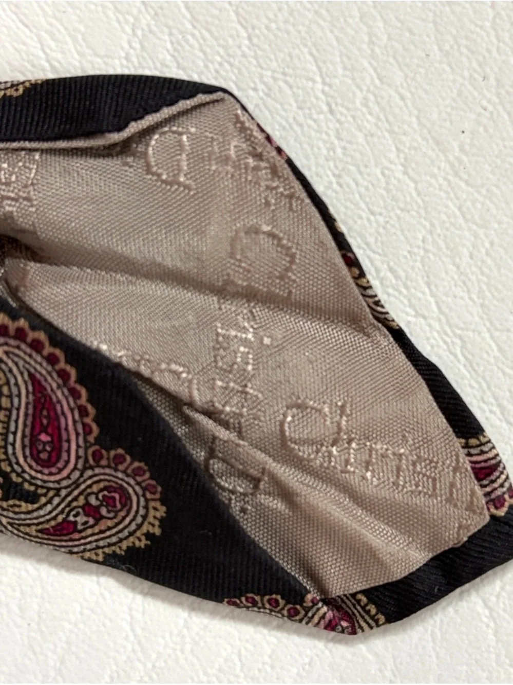 Christian Dior Vintage Men’s Tie Necktie Silk Black Paisley